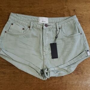One Teaspoon Women's Khaki Green Denim Bandits Shorts 32